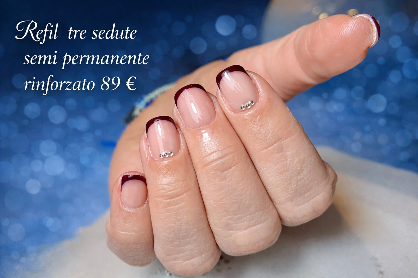 3 Sedute REFIL semipermanente RINFORZATO con Manicure Compresa